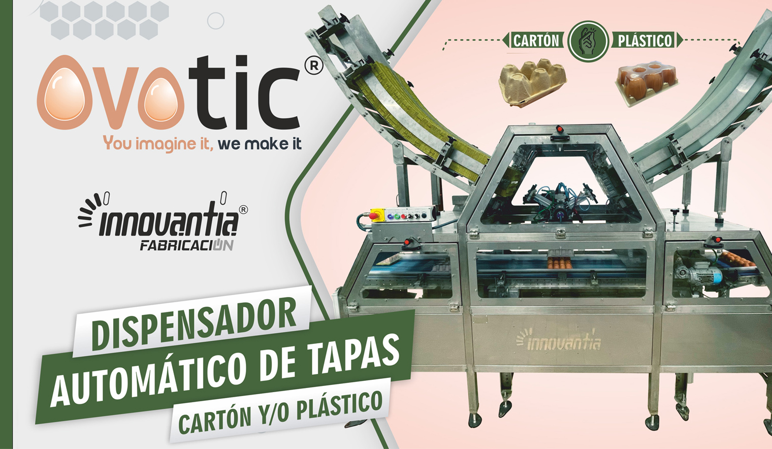DISPENSADOR TAPAS CARTON PLASTICO - Nuevo Dispensador Automático de Tapas Para el Estuchado de Huevos | Para formato de cartón y/o plástico